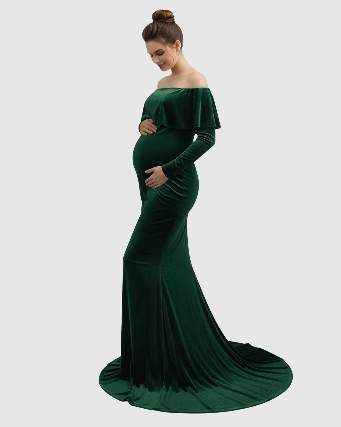 Off-Shoulder Fitted Maternity Photoshoot Dress
