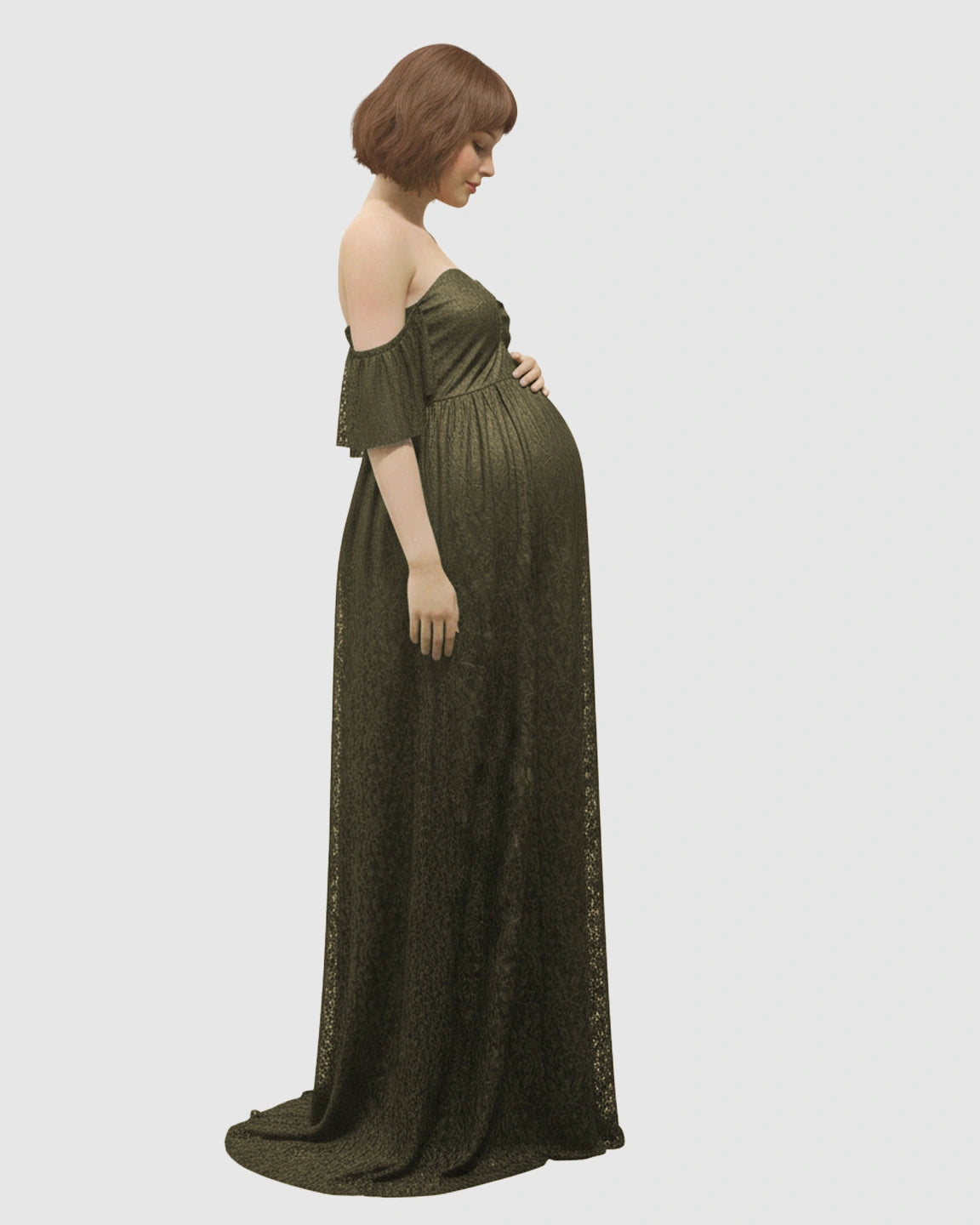 Elegant Lace Off-Shoulder Maternity Photoshoot Dress
