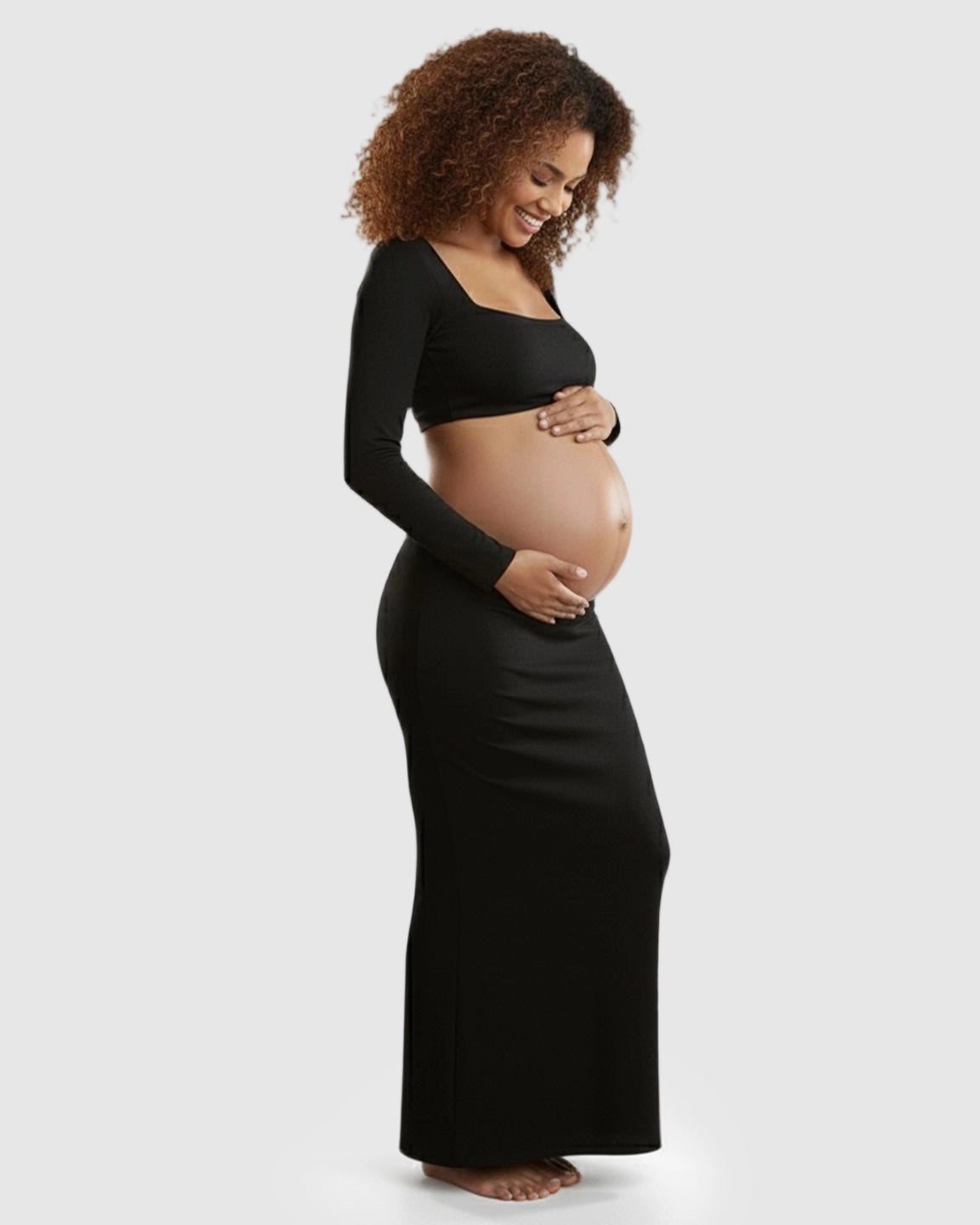 Butt Lifting Bodycon Two-Piece Maternity Maxi Dress