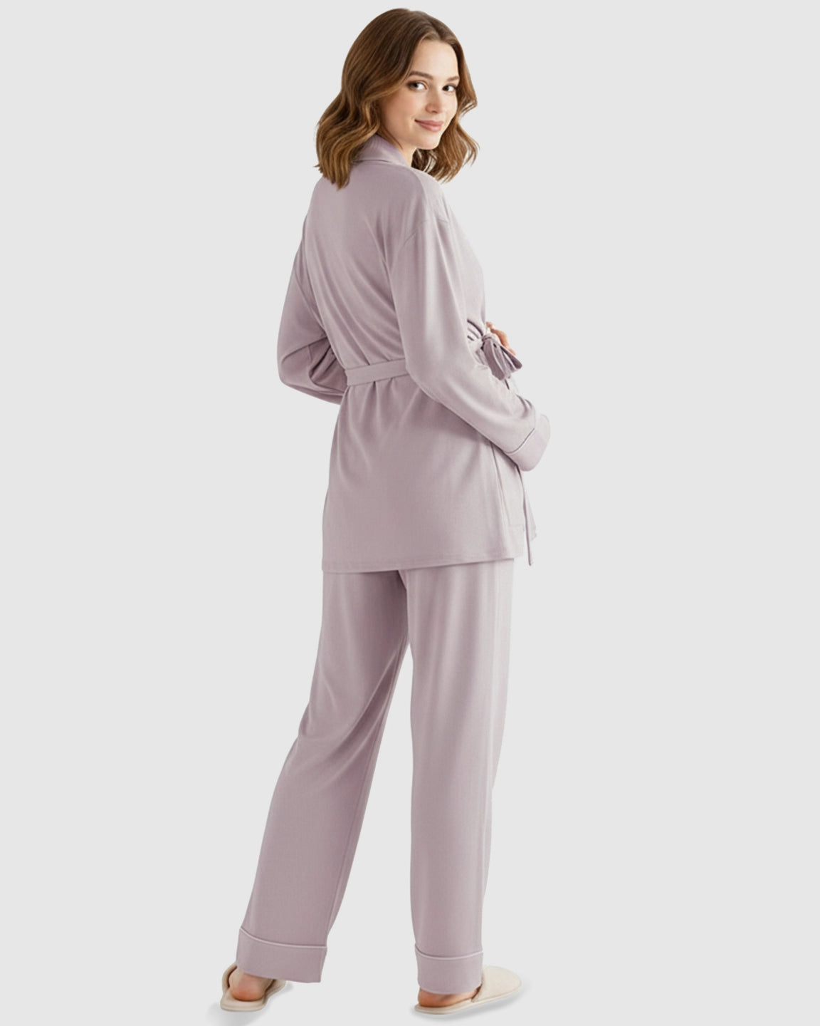 Soft Cotton Wrap Adjustable Waist Loungewear Set