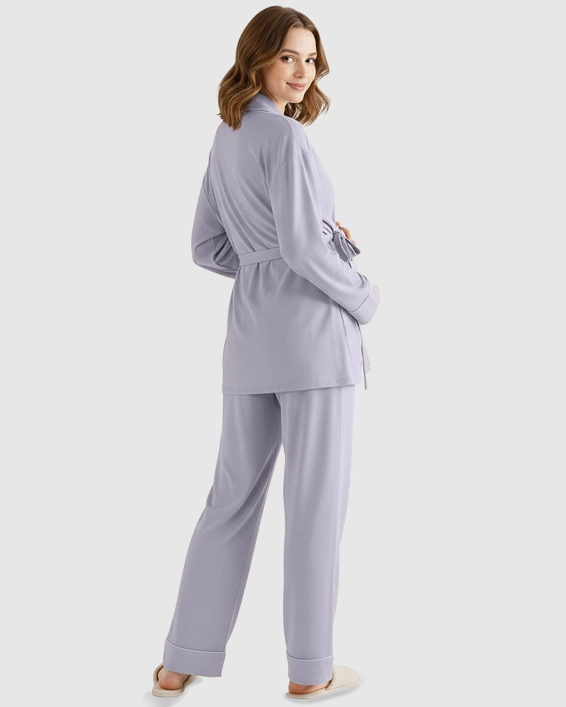 Soft Cotton Wrap Adjustable Waist Loungewear Set
