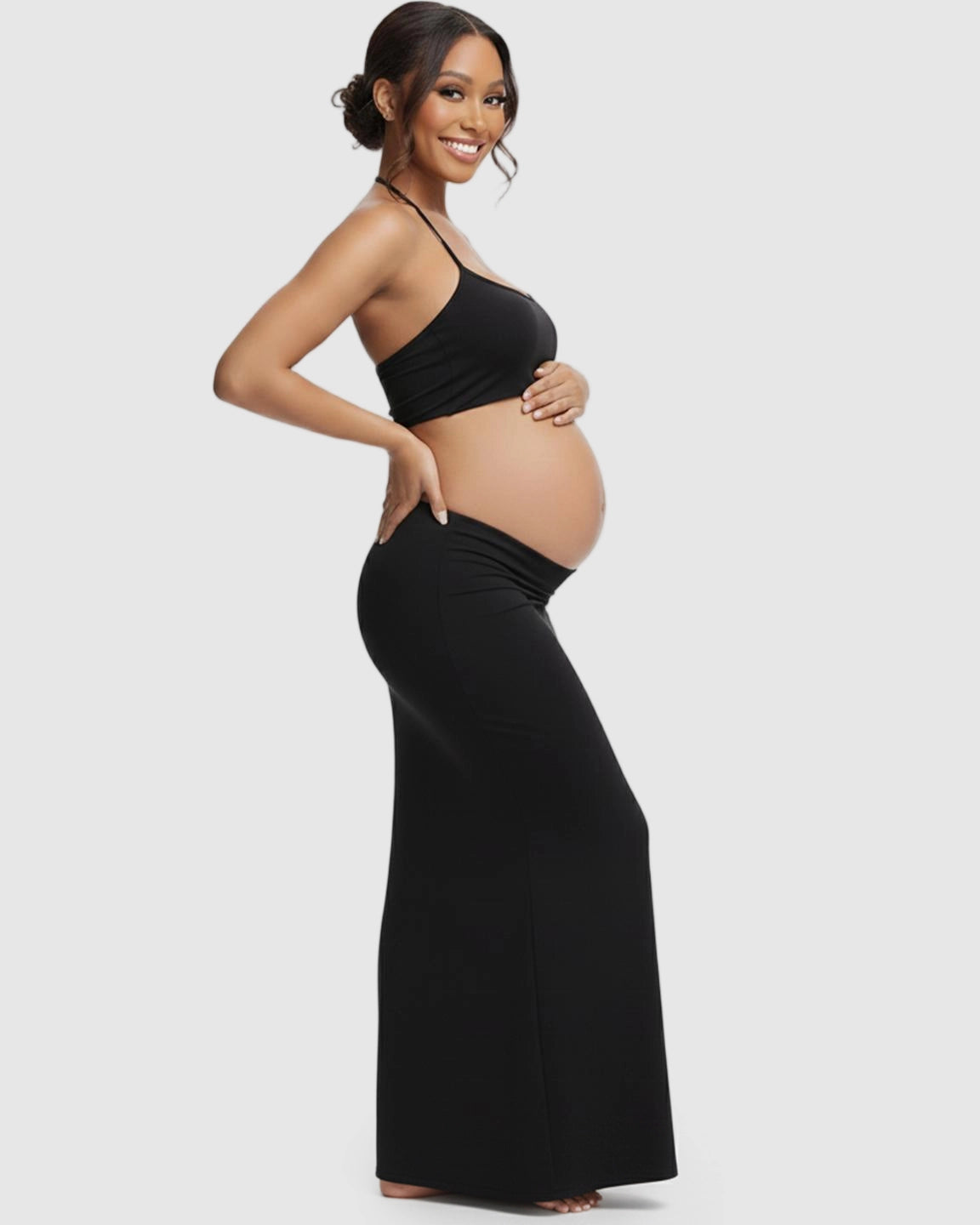 Butt-Lifting Halter Neck Bodycon Maternity Photoshoot Gown