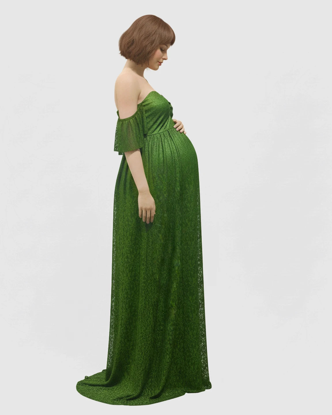 Elegant Lace Off-Shoulder Maternity Photoshoot Dress