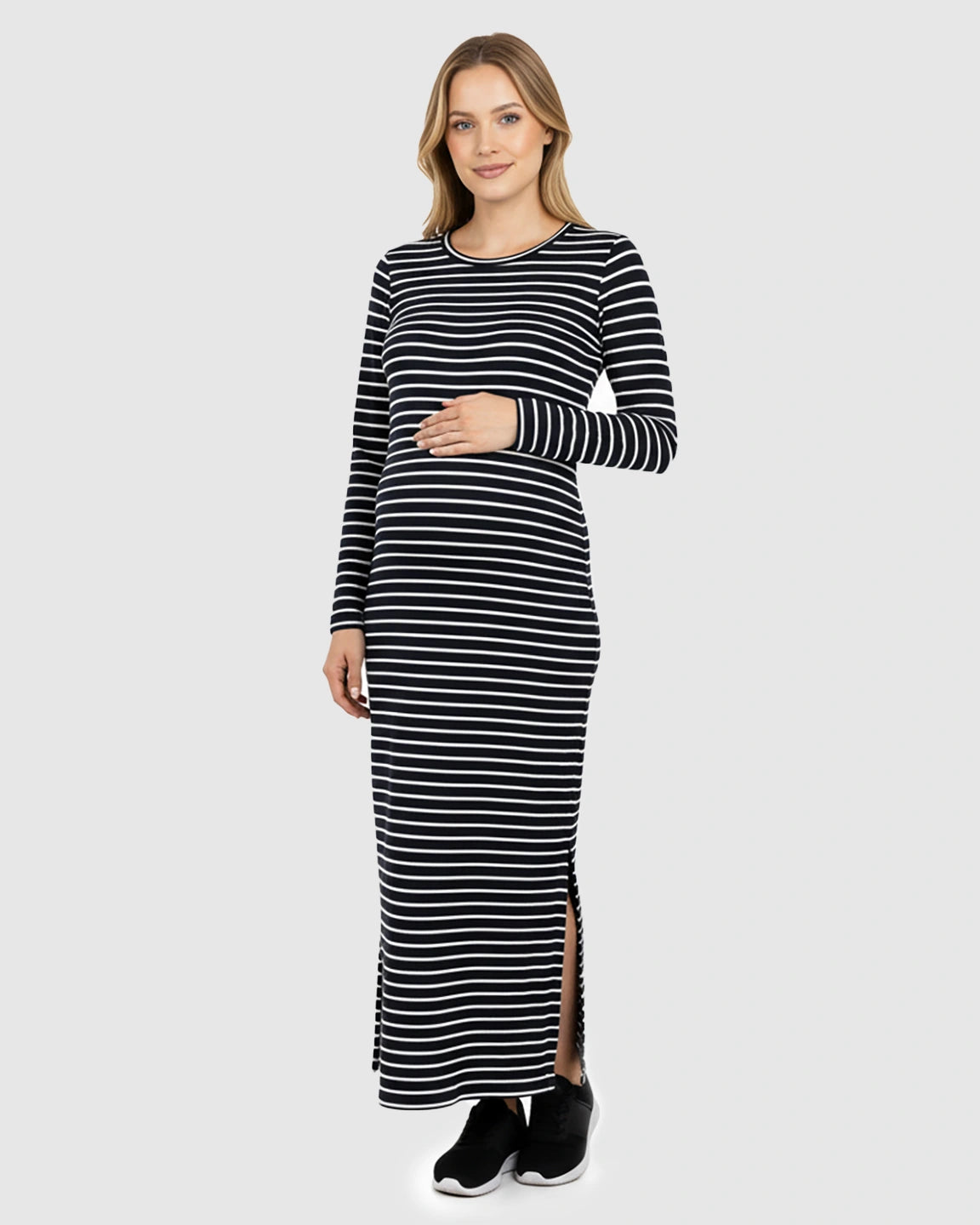 Side Slit Bodycon Maternity Midi Dress