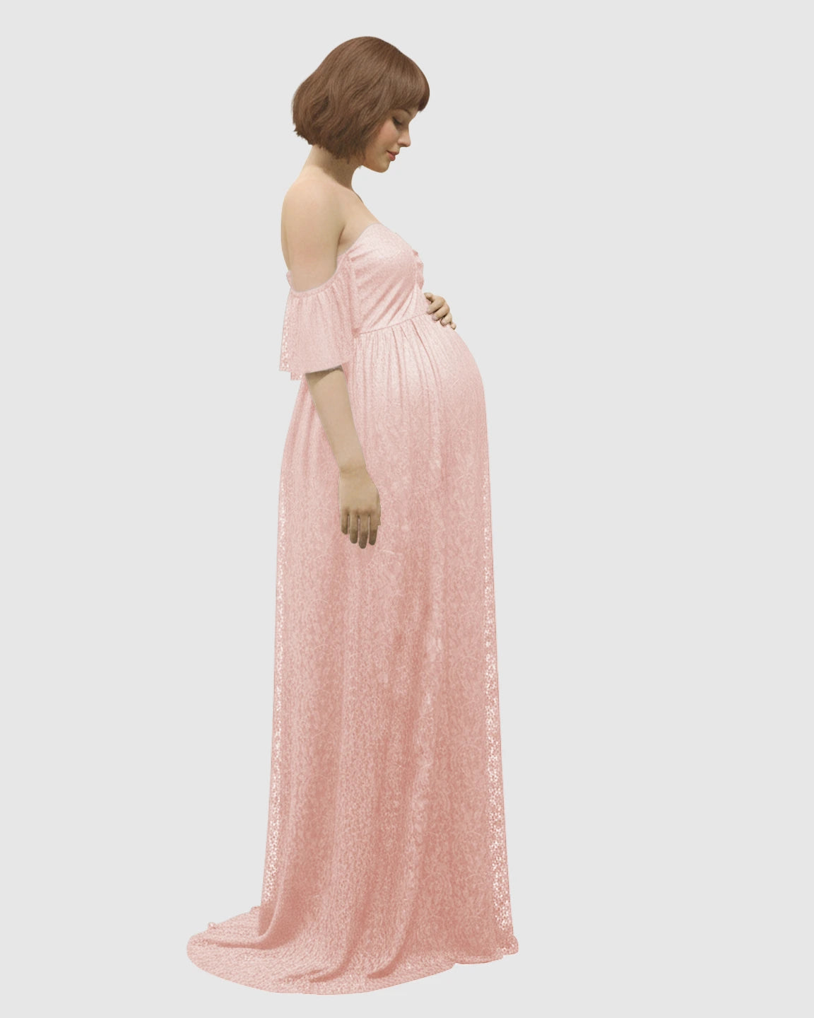 Elegant Lace Off-Shoulder Maternity Photoshoot Dress