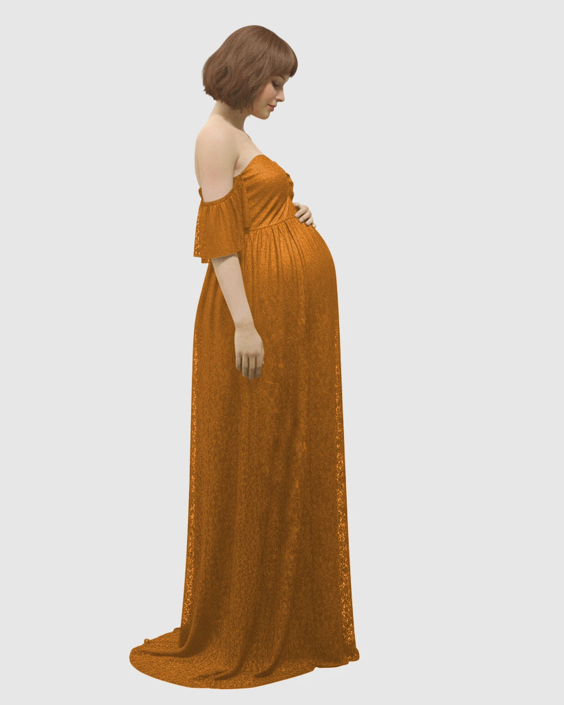 Elegant Lace Off-Shoulder Maternity Photoshoot Dress