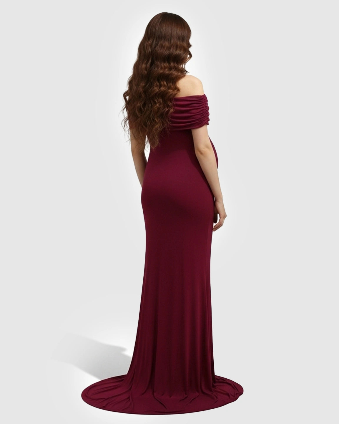 Off-Shoulder Mermaid Fit Maternity Maxi Dress
