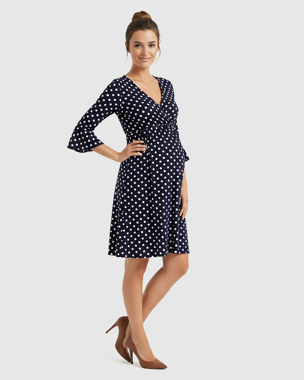 Polka Dot Empire Waist Maternity Short Dress