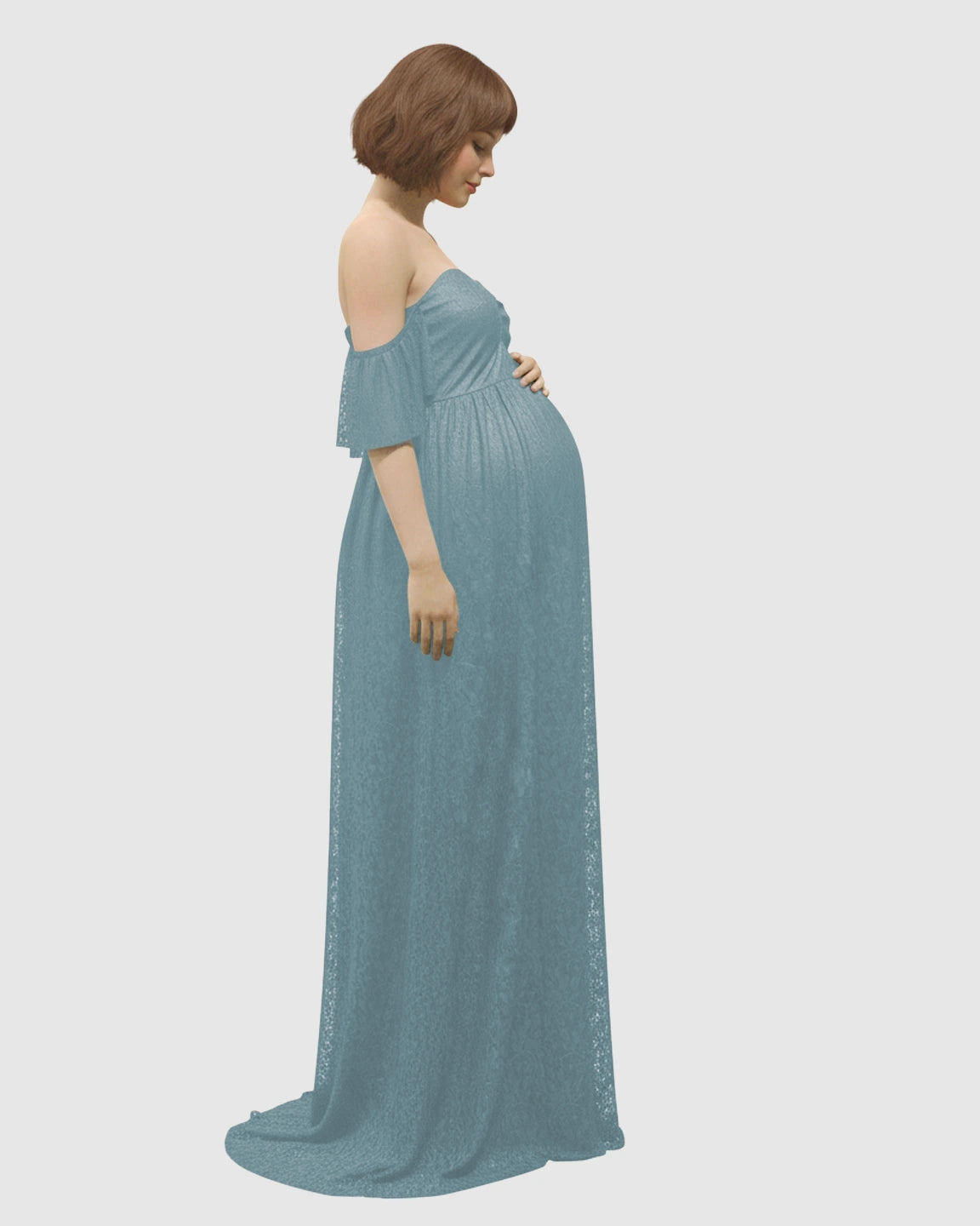 Elegant Lace Off-Shoulder Maternity Photoshoot Dress