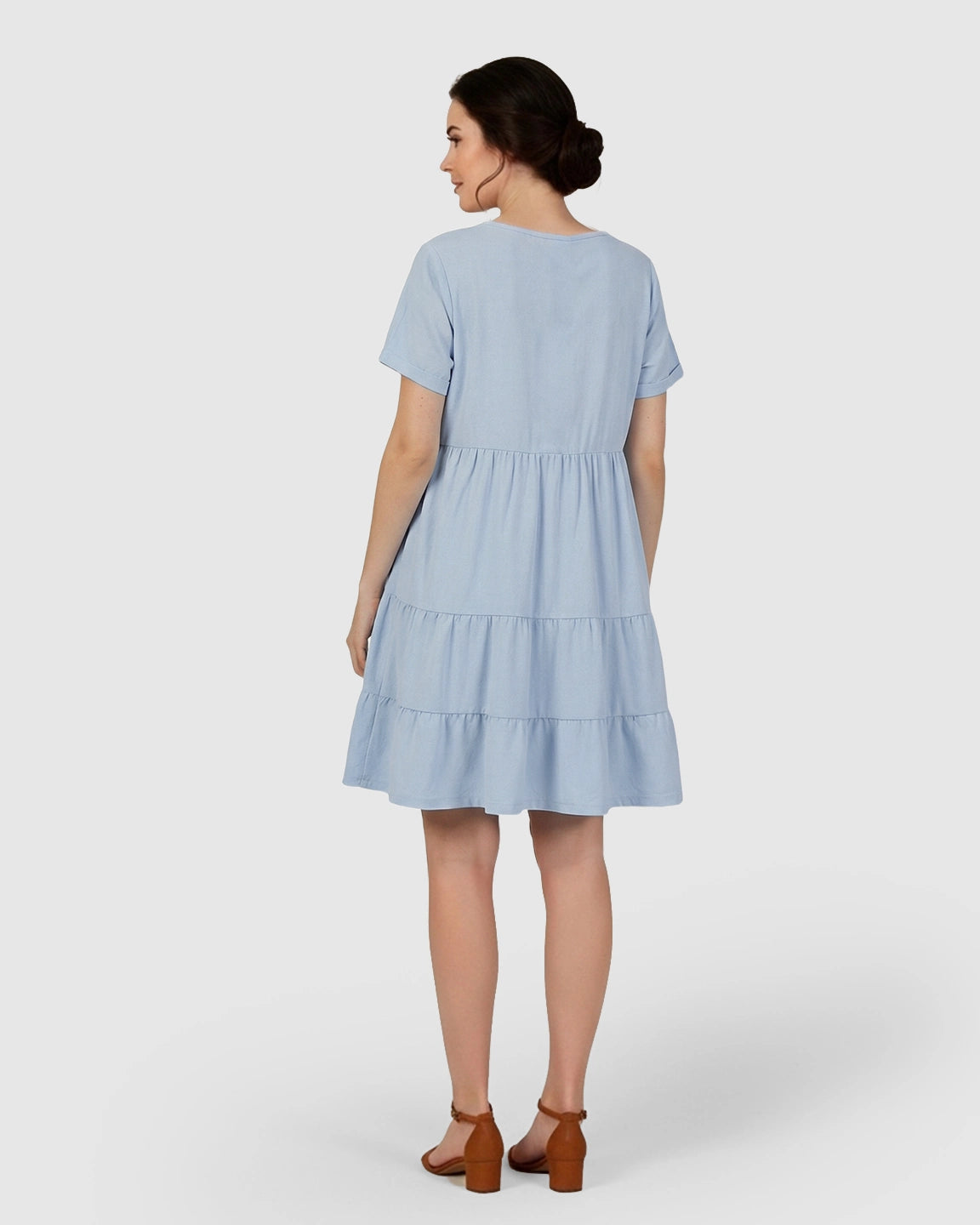 Button-Up Tiered Maternity Mini Dress