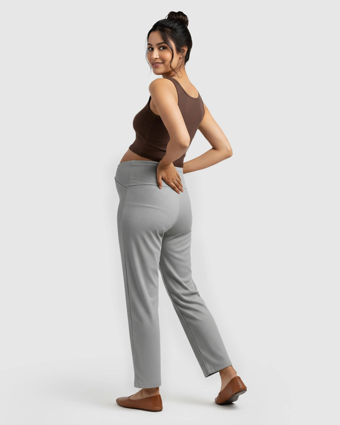 High-Waisted Wide-Leg Tailored Maternity Pants