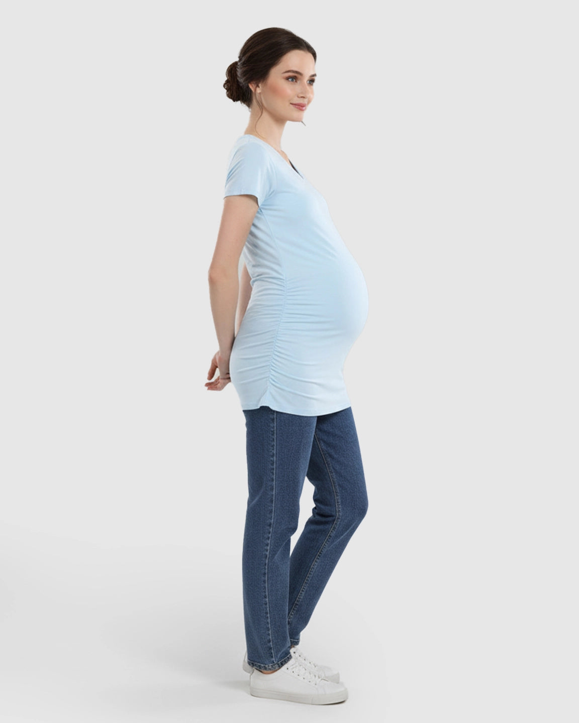 Short Sleeve Ruched Slim Fit Maternity Top