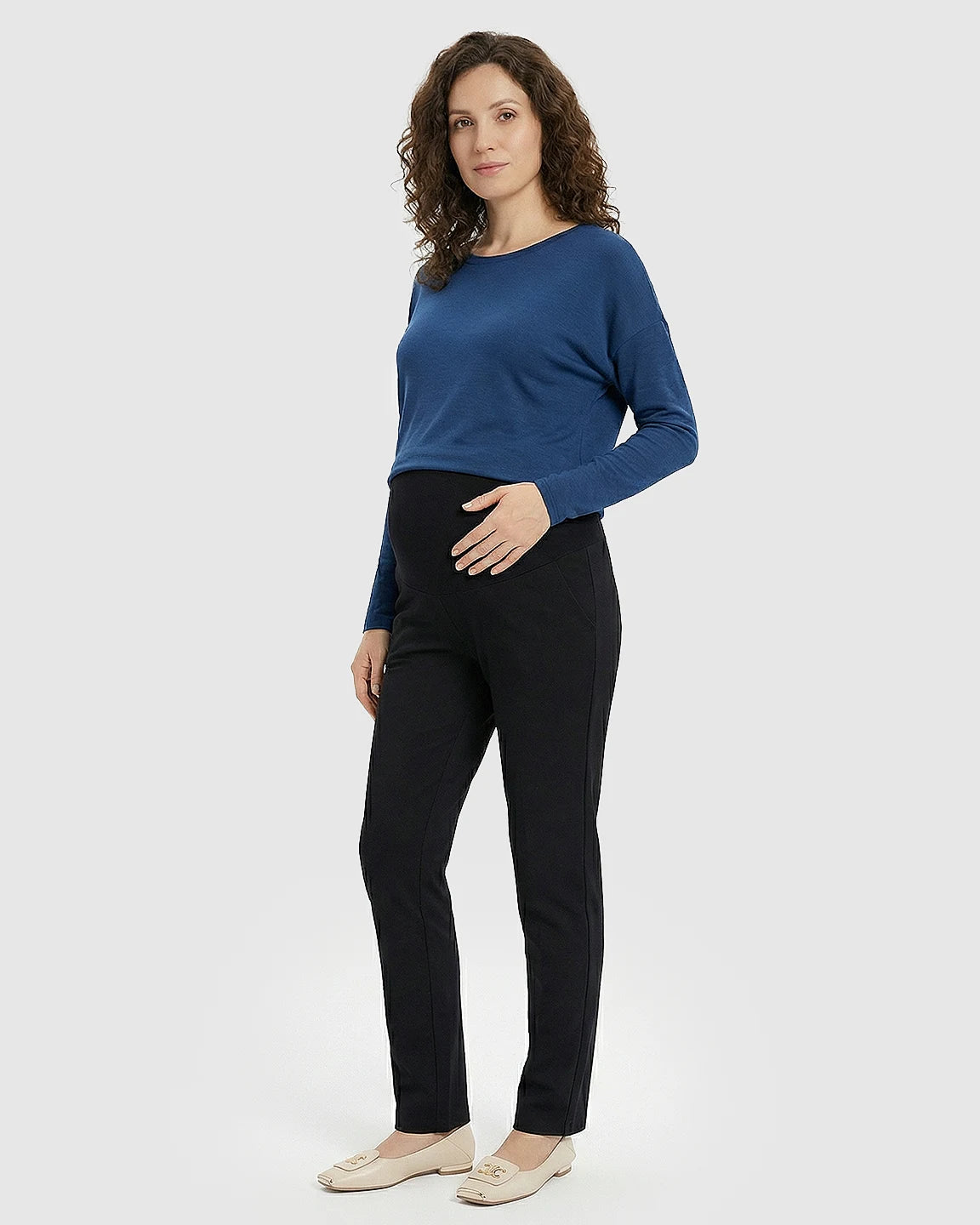 High-Waist Cigarette Cut Maternity Trousers