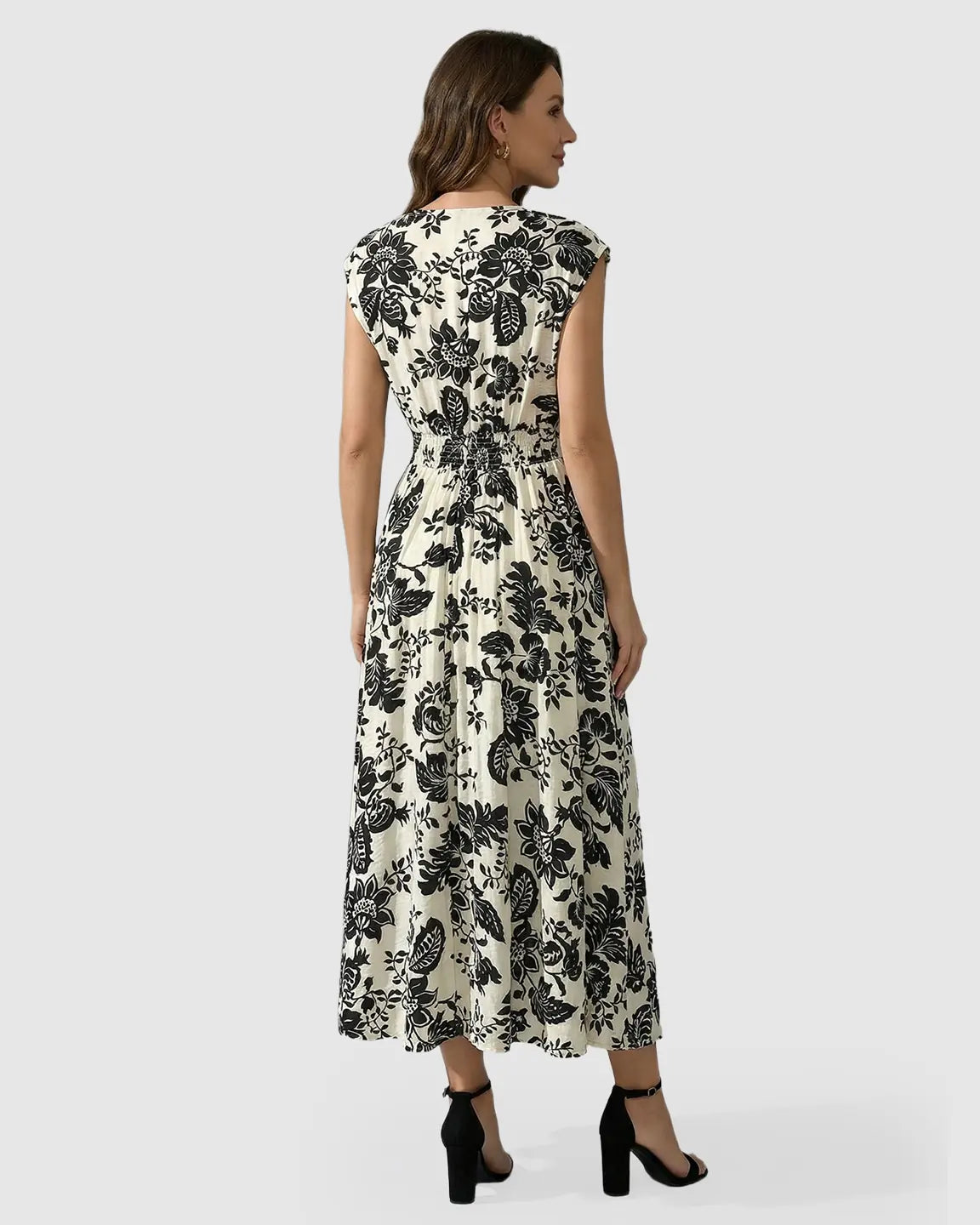 Sleeveless Floral Retro Maternity Midi Dress