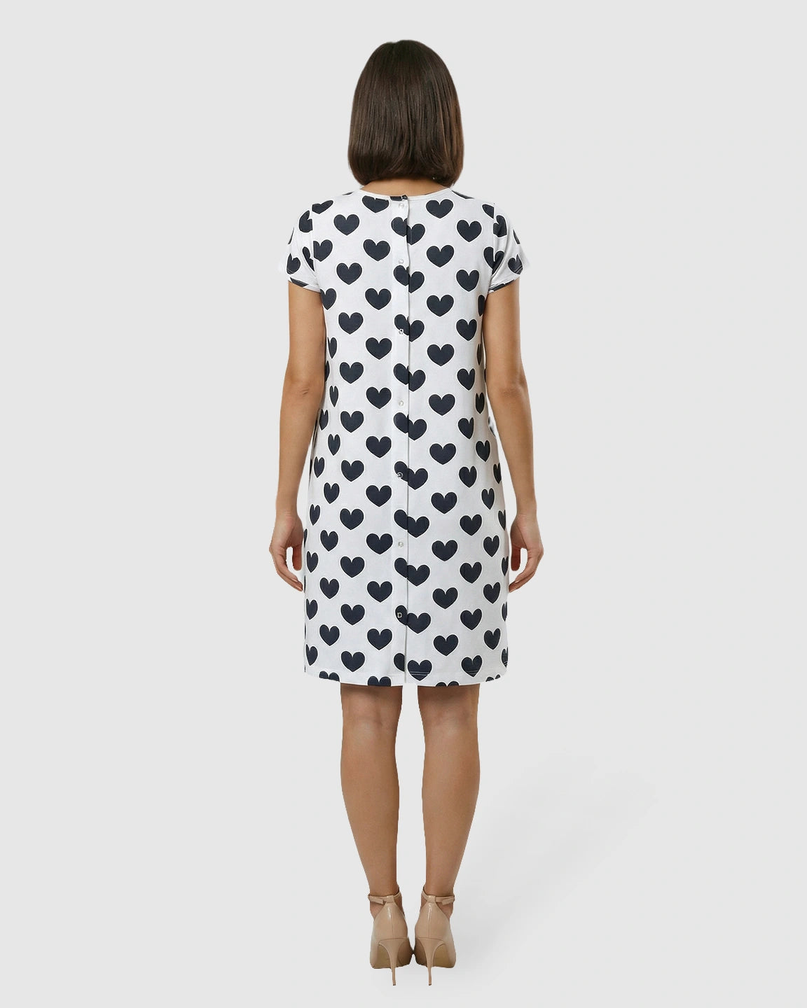 Pure Cotton Heart Print Maternity Nursing Dress