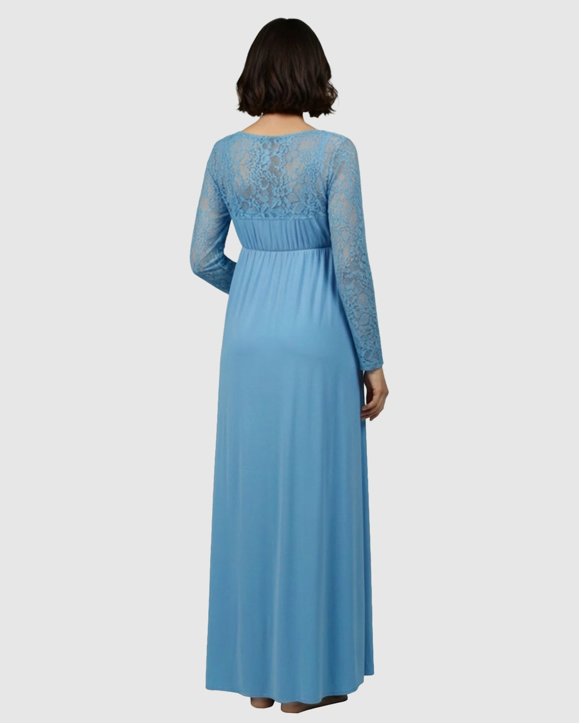 Elegant Lace Floor-Length Maternity Photoshoot Dress