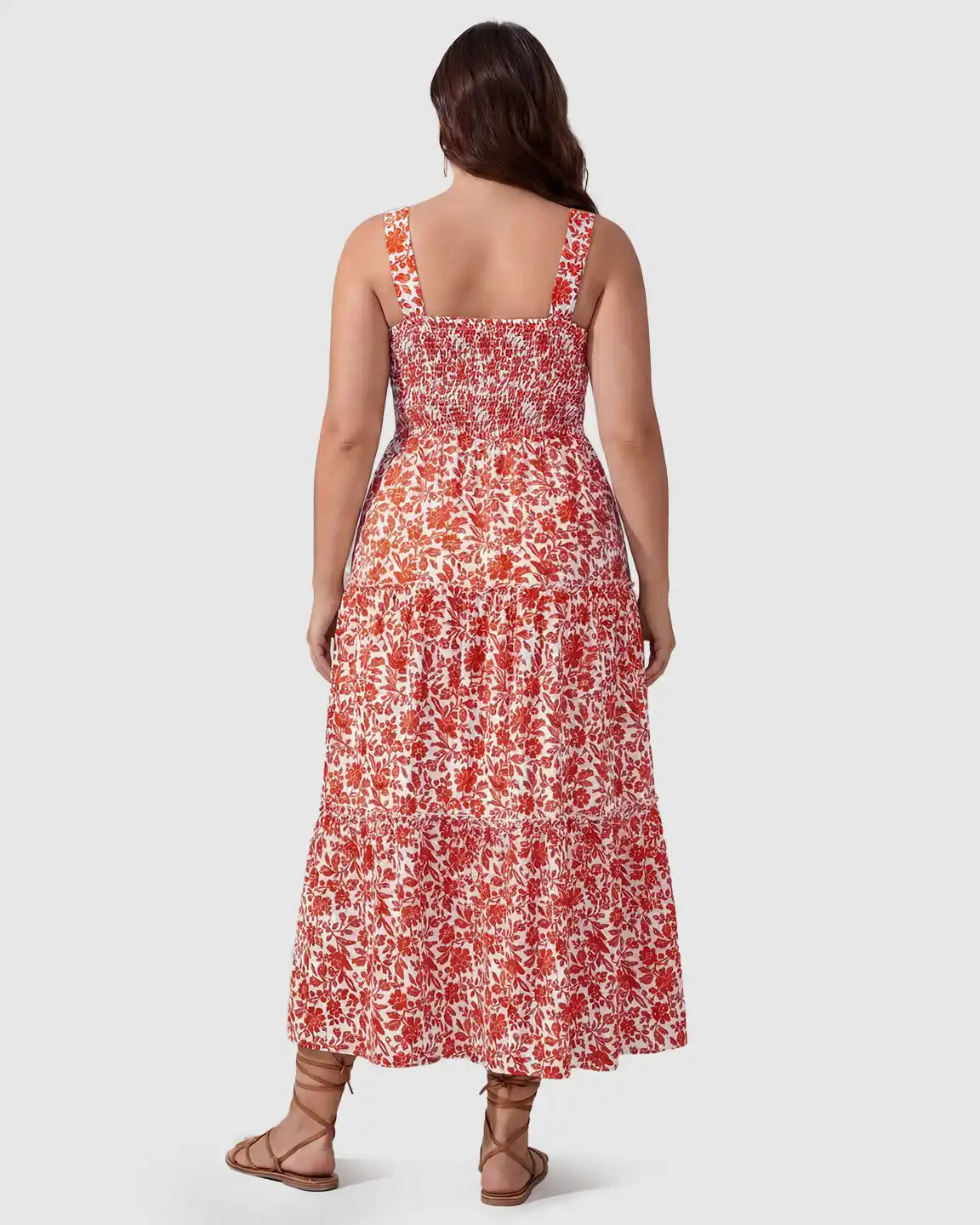 Smocked Floral A-Line Maternity Midi Dress