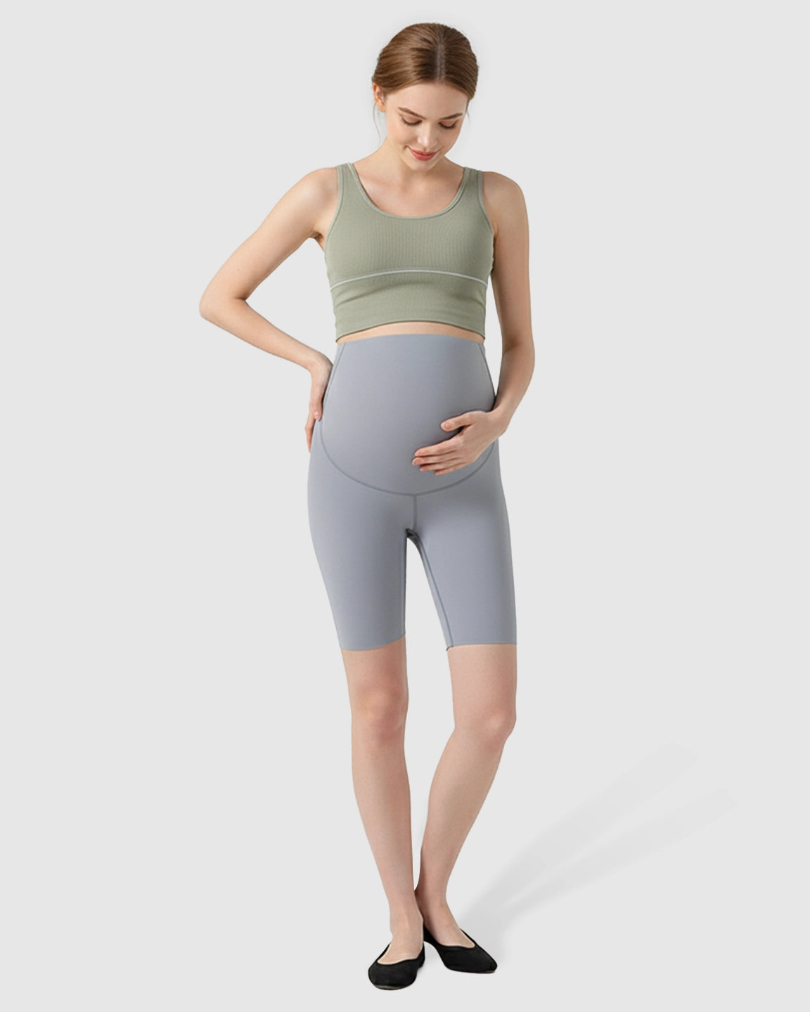 Over-Belly Seamless Design Maternity Shorts