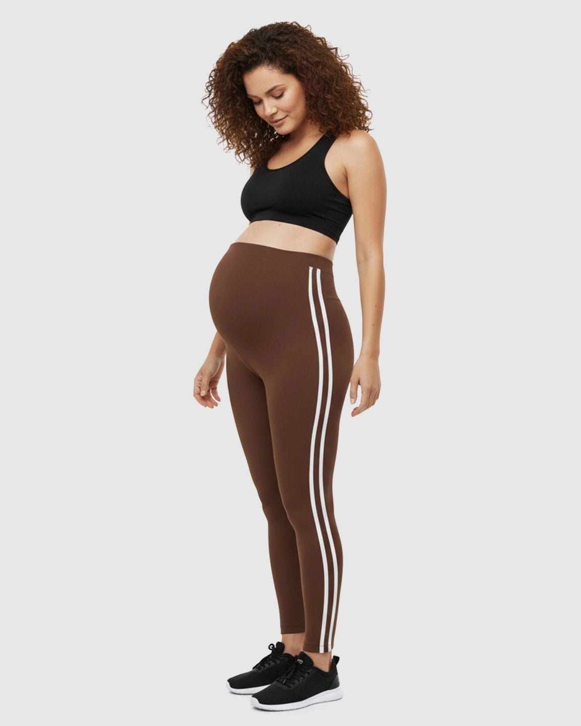 Side Striped Sporty Maternity Leggings