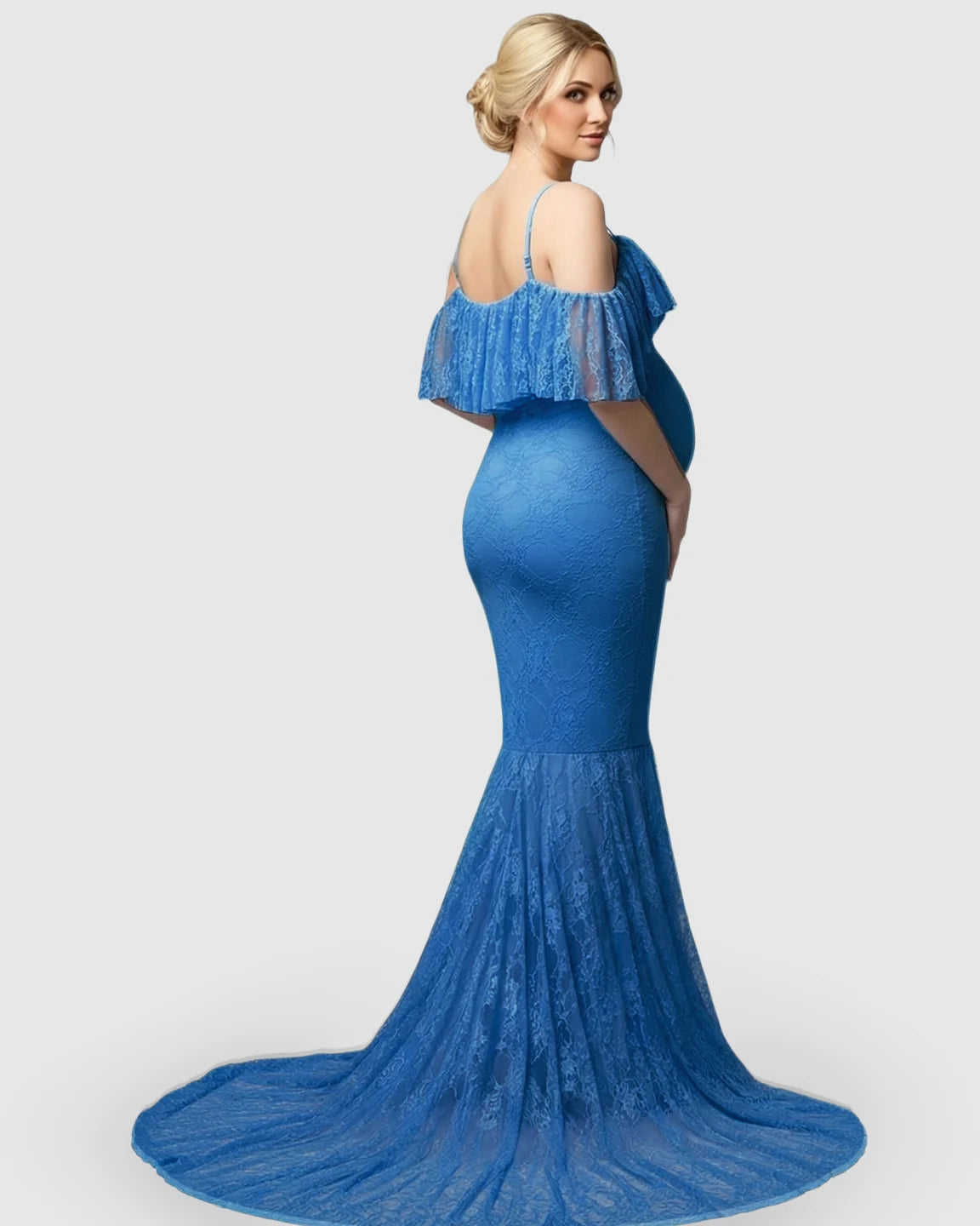 Off-Shoulder Lace Mermaid Maternity Gown