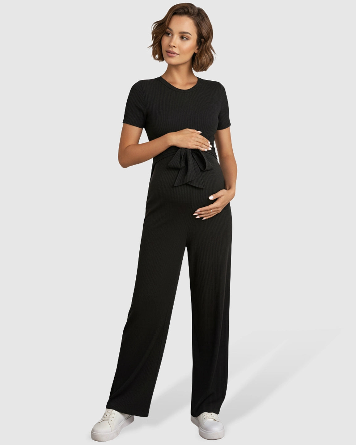 Tie-Waist Sleek-Fit Maternity Jumpsuit