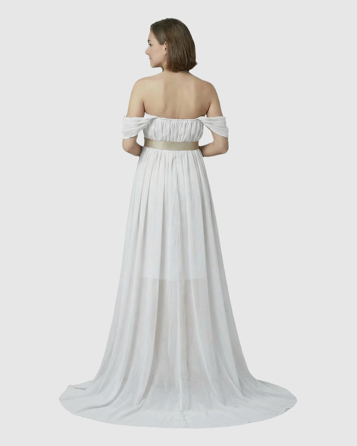 Chiffon Flowing Off Shoulder Maternity Photoshoot Gown