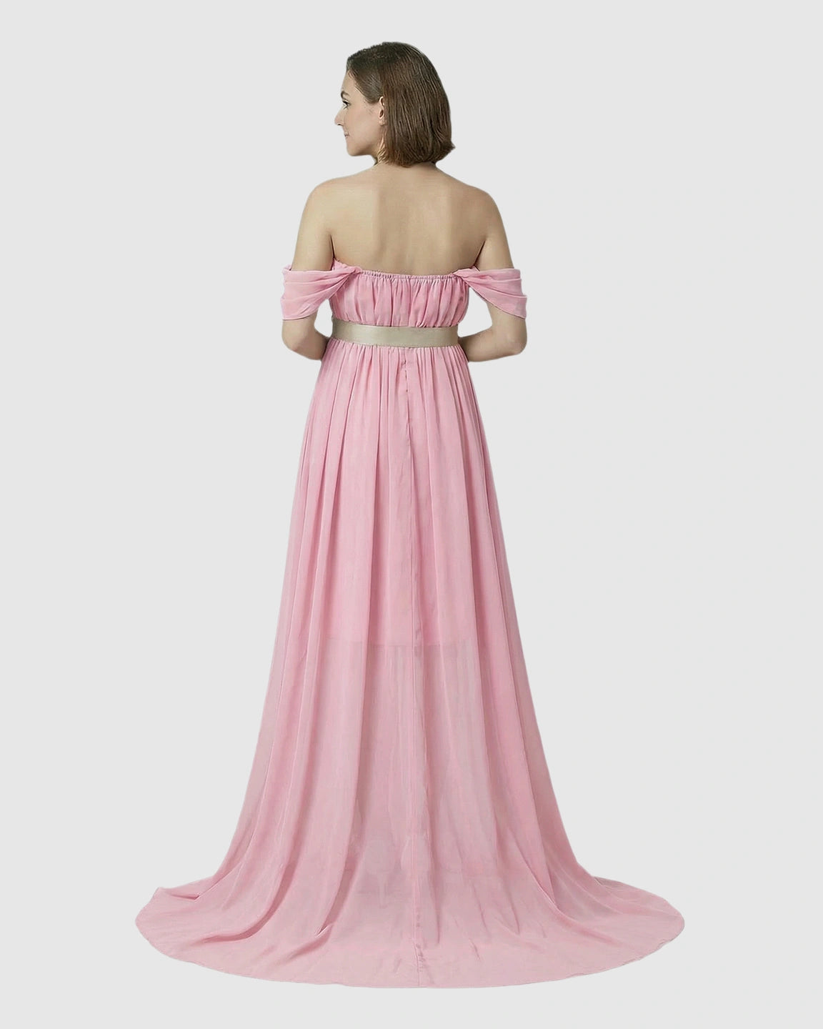 Chiffon Flowing Off Shoulder Maternity Photoshoot Gown
