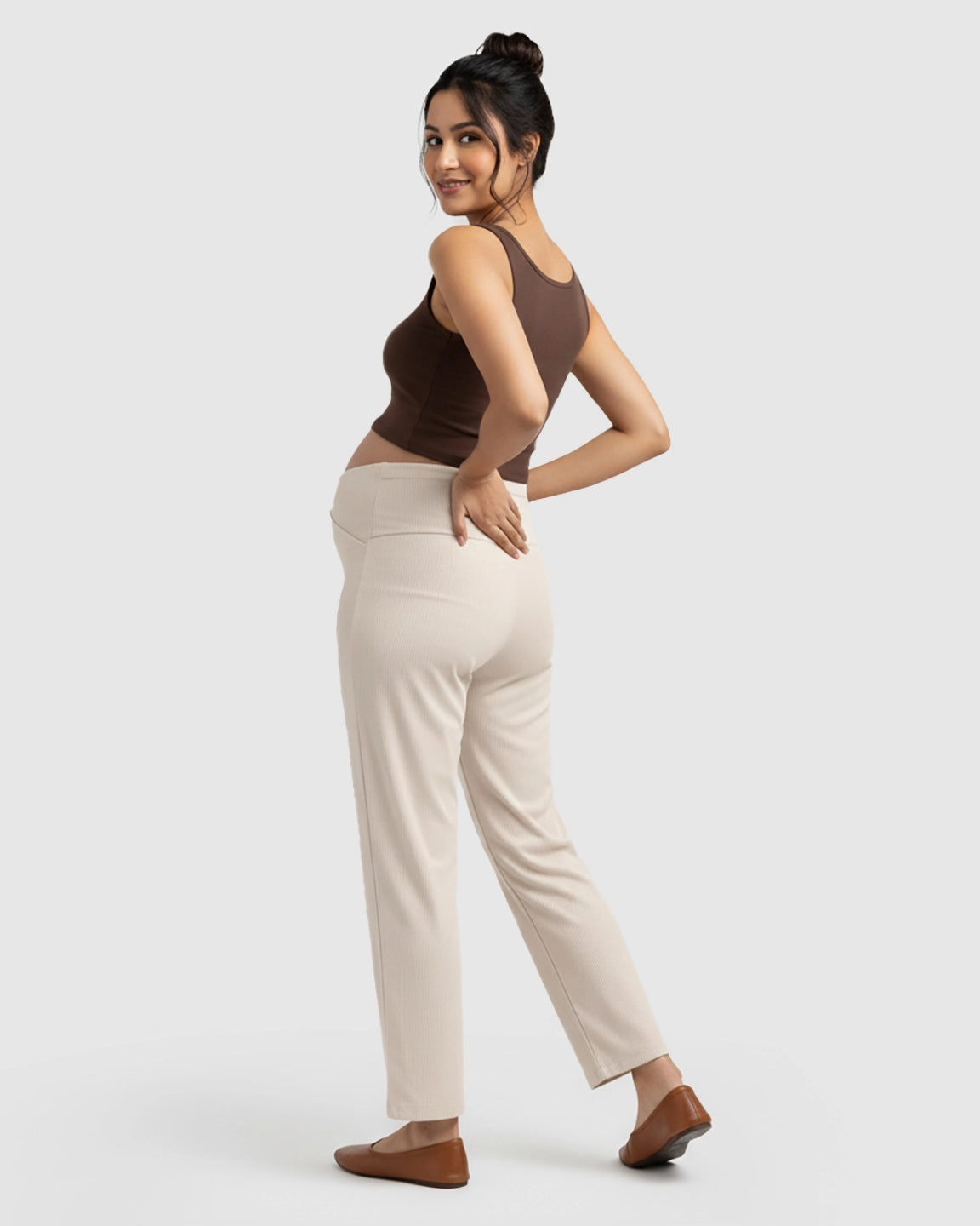 High-Waisted Wide-Leg Tailored Maternity Pants
