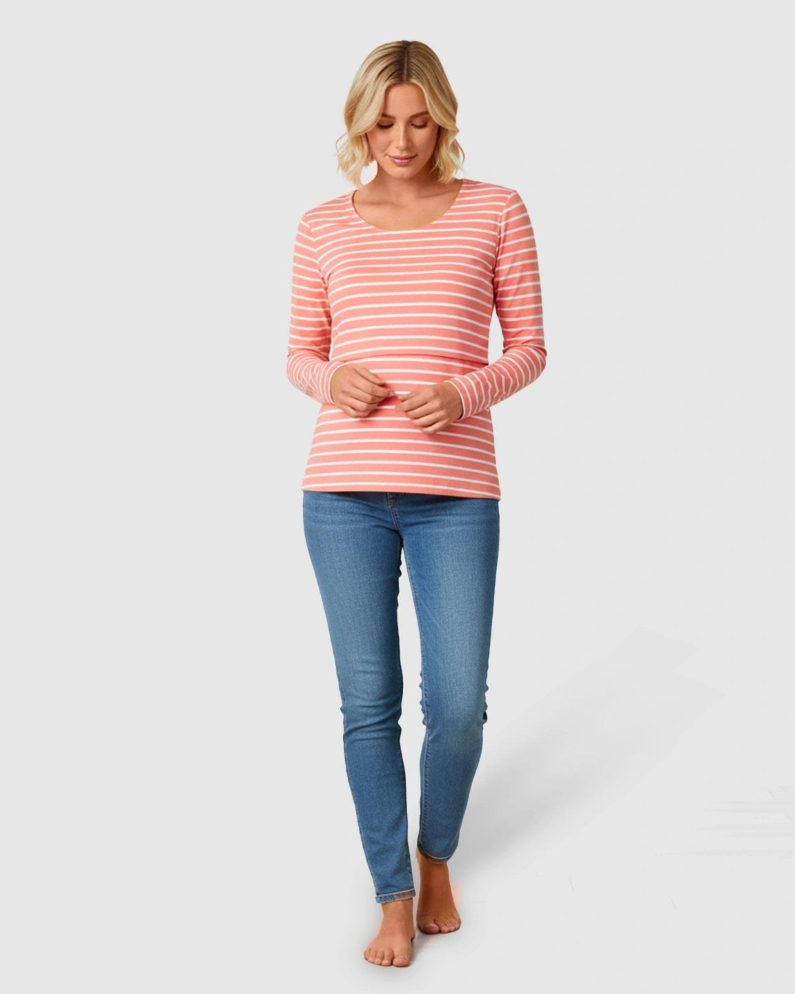 Round Neck Overlap Panel Maternity & Nursing Top