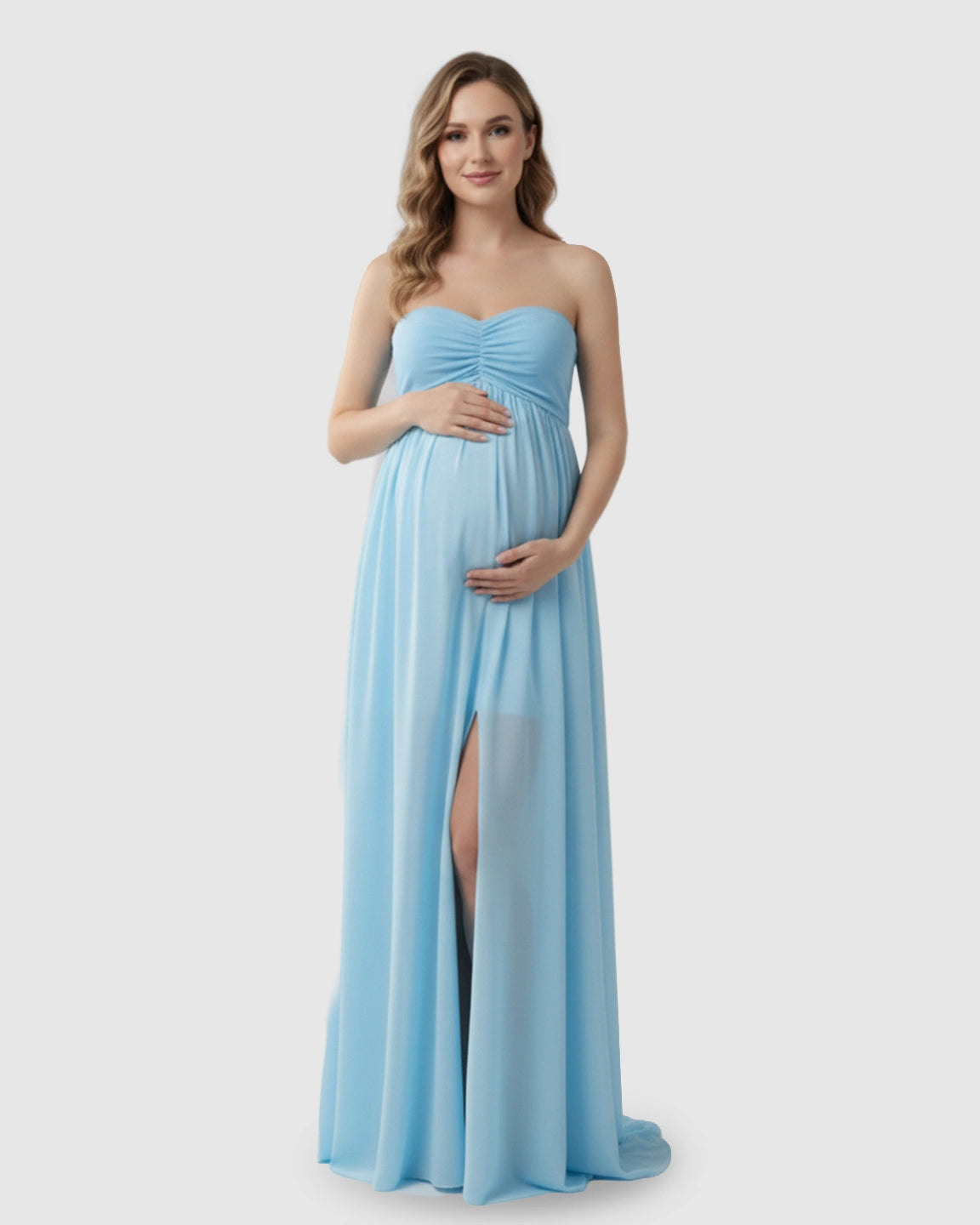 Strapless Chiffon Train Maternity Gown