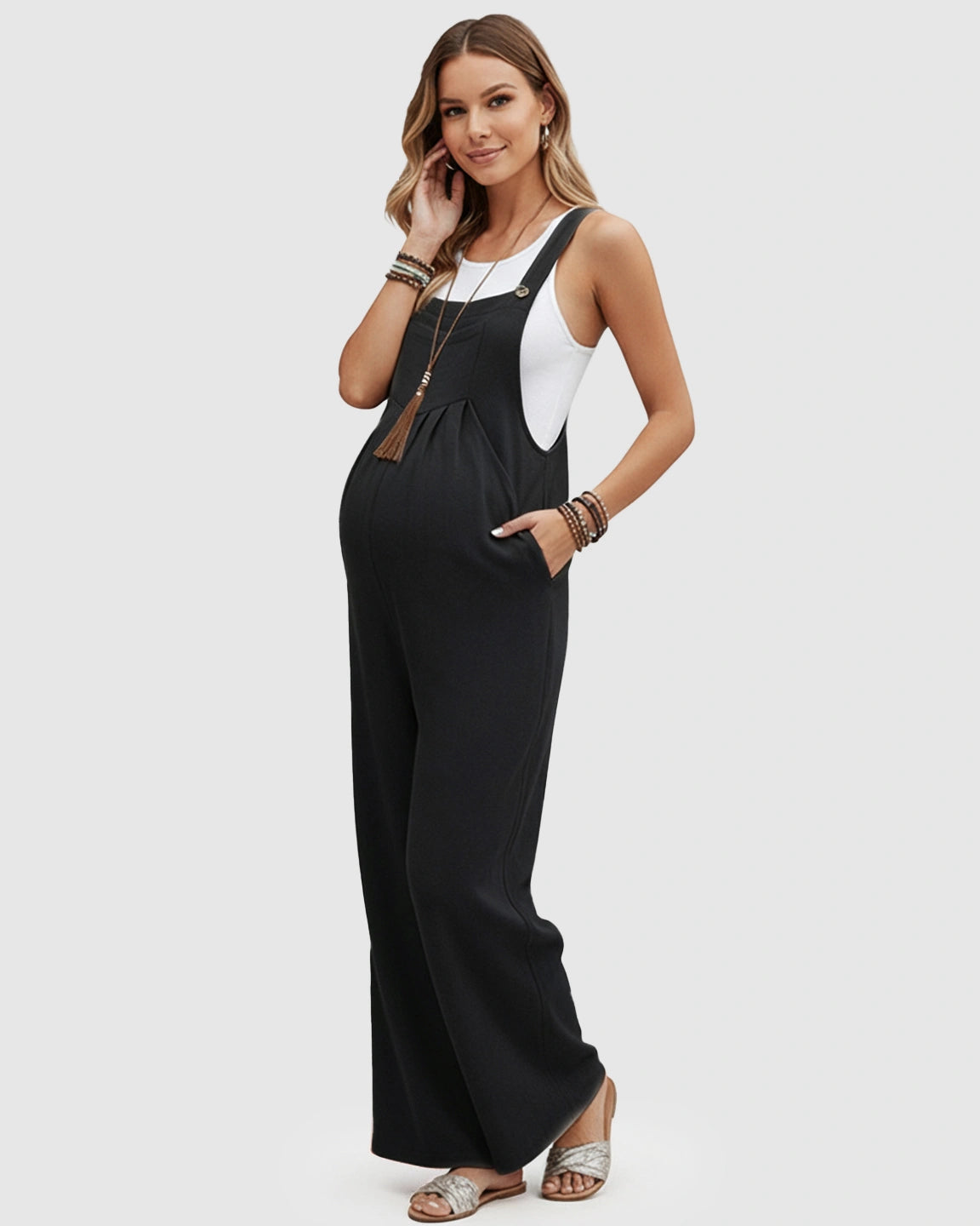 Cotton Drape Maternity Jumpsuit