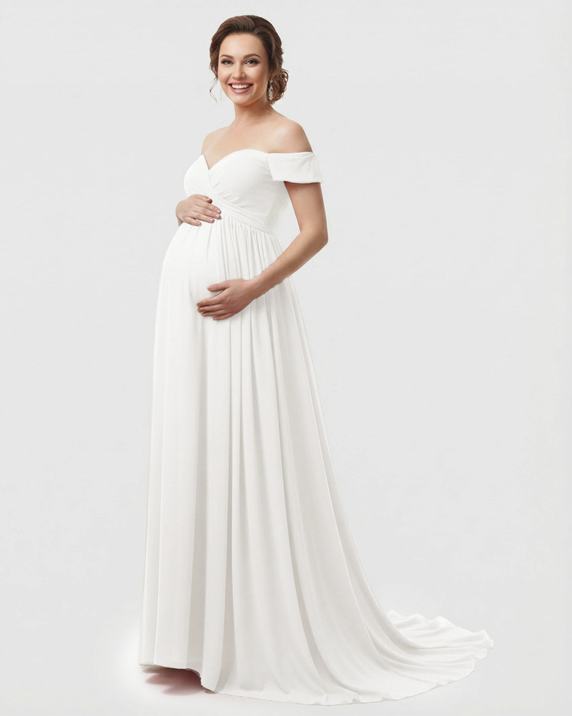 Off-Shoulder Dreamy Maternity Photography Gown