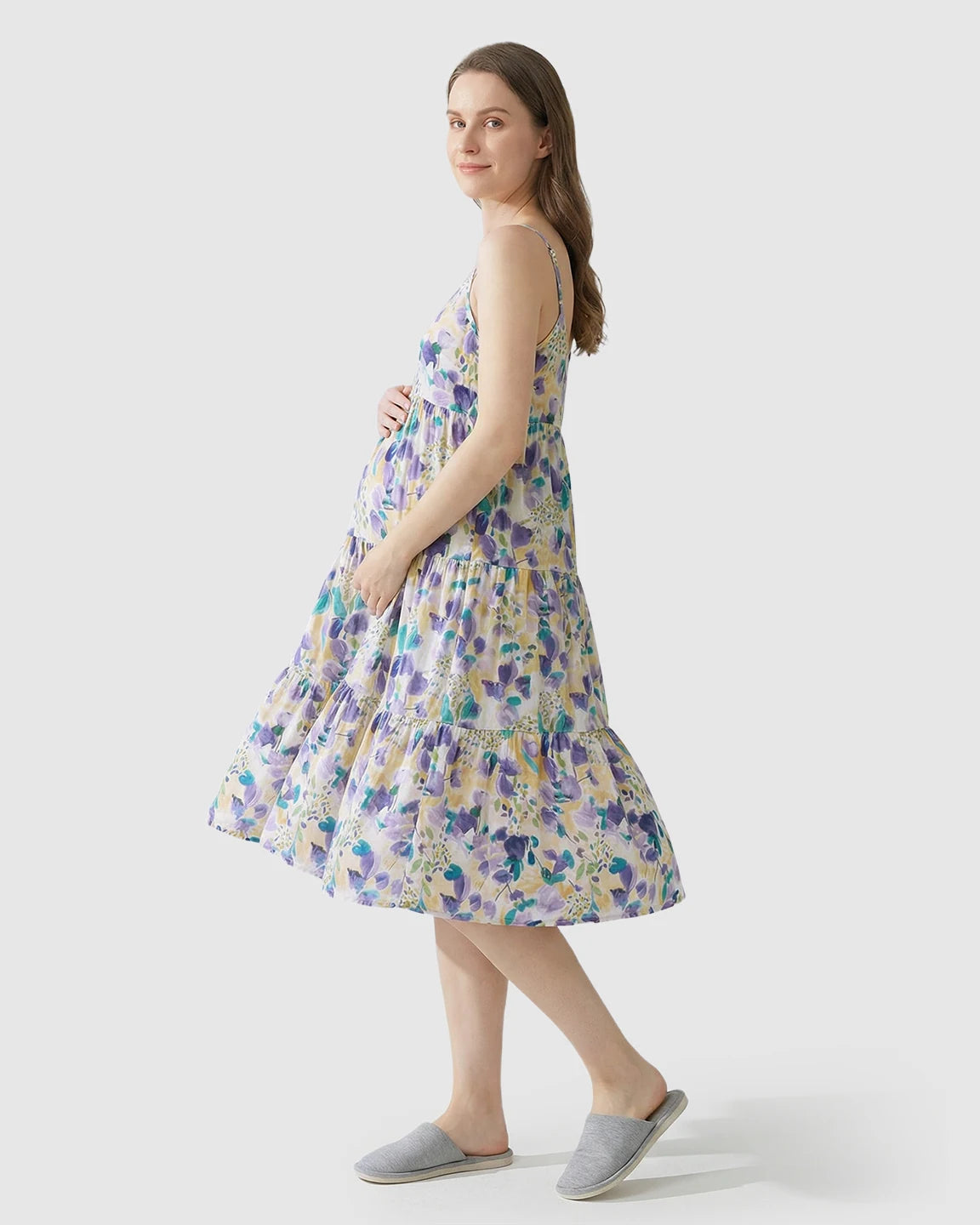 Spaghetti Strap Floral Maternity Nightdress