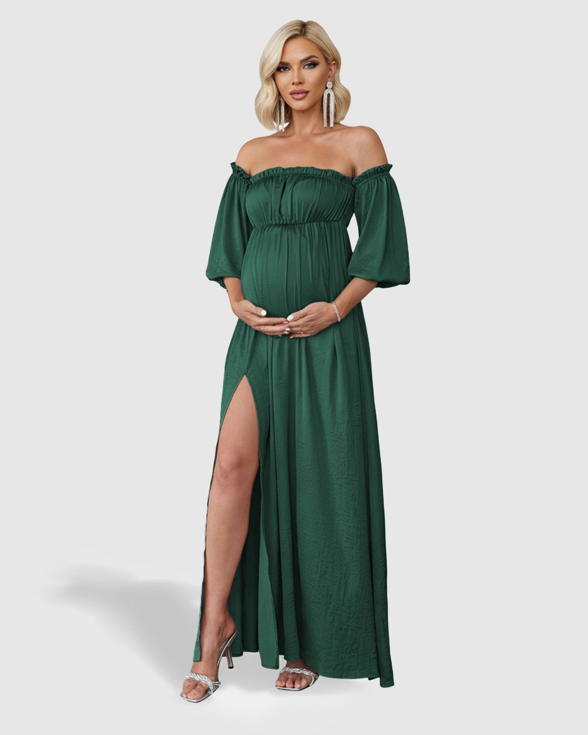 Off-Shoulder Elegant Maternity Maxi Dress