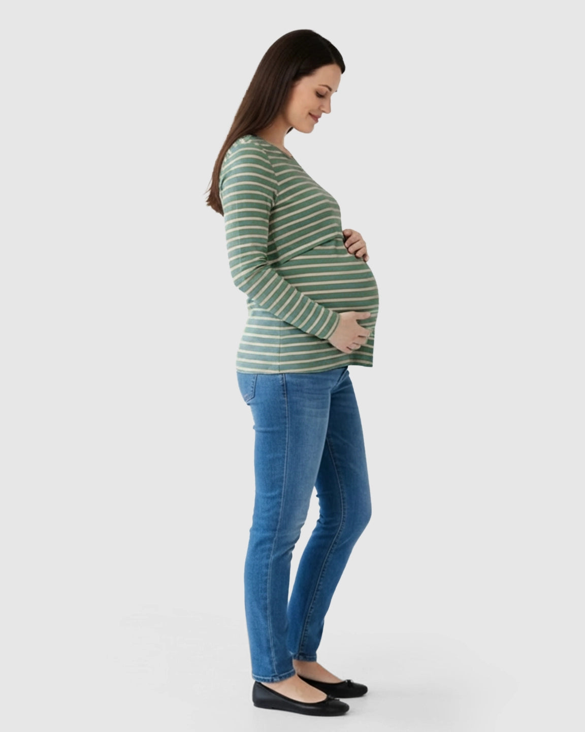 Striped Print Relax Fit Maternity & Nursing Top