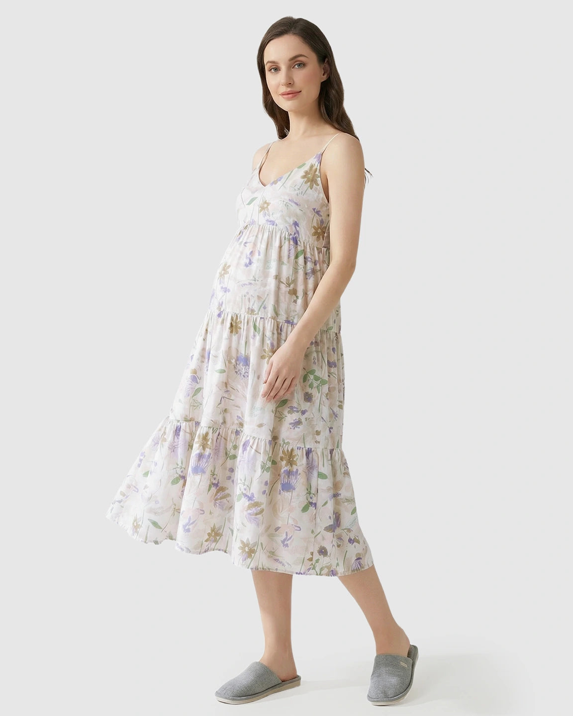 Thin Strapped Floral Maternity Nightdress