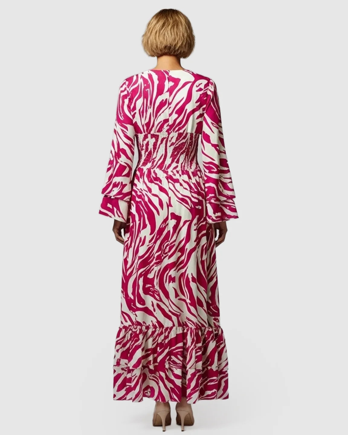 Smocked Waist Boho Maternity Maxi Dress