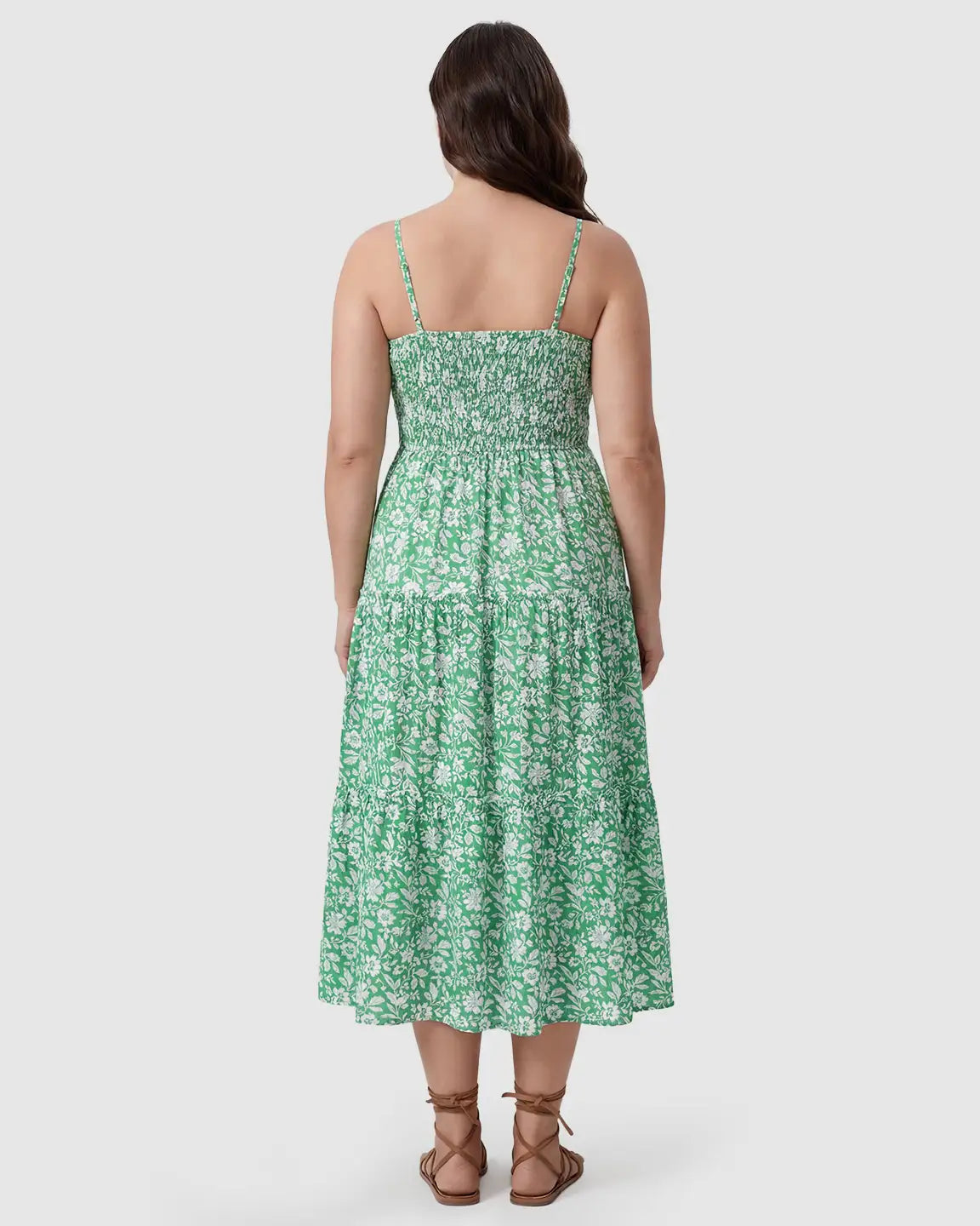 Smocked Floral A-Line Maternity Midi Dress