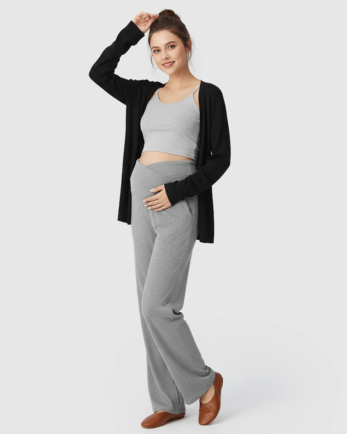 Crossover Waist Wide-Leg Maternity Lounge Pants