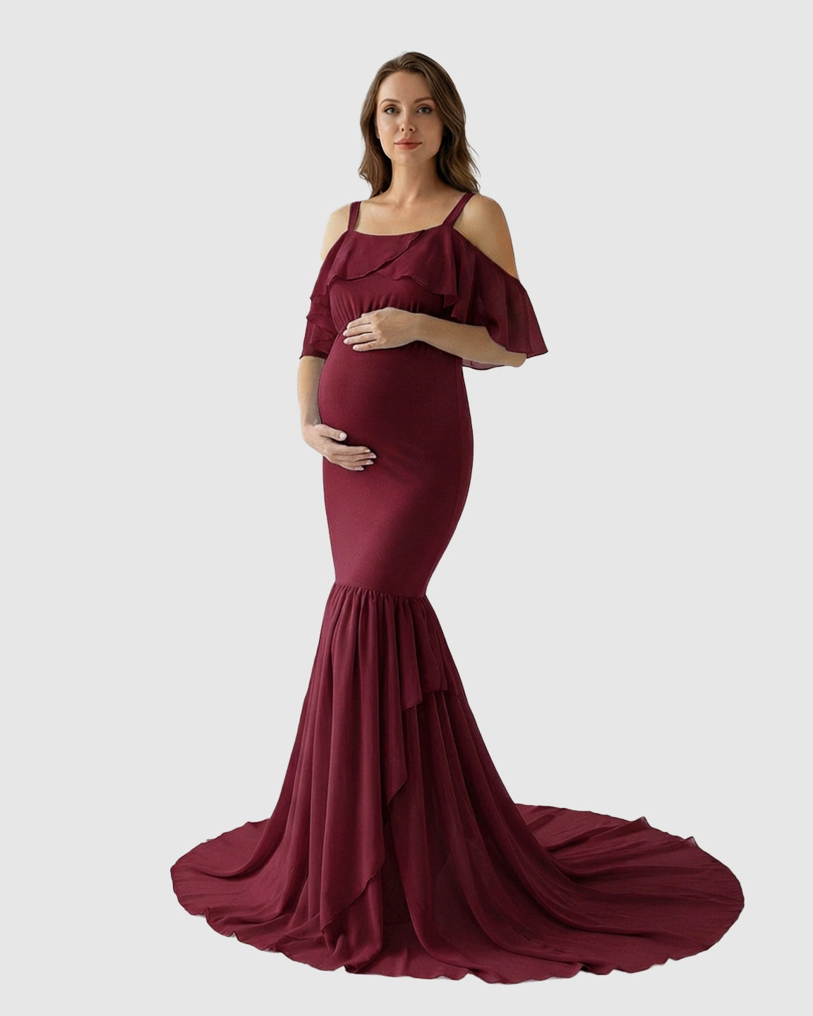 Off-Shoulder Mermaid Trail Maternity Photoshoot Dress
