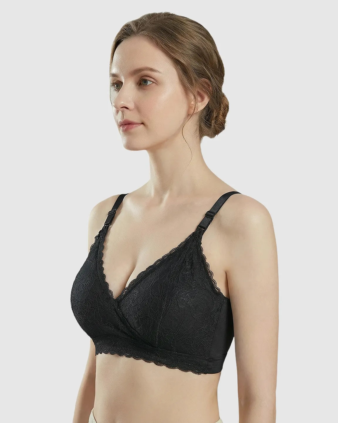Wire-Free Embroidered Lace Nursing Bra