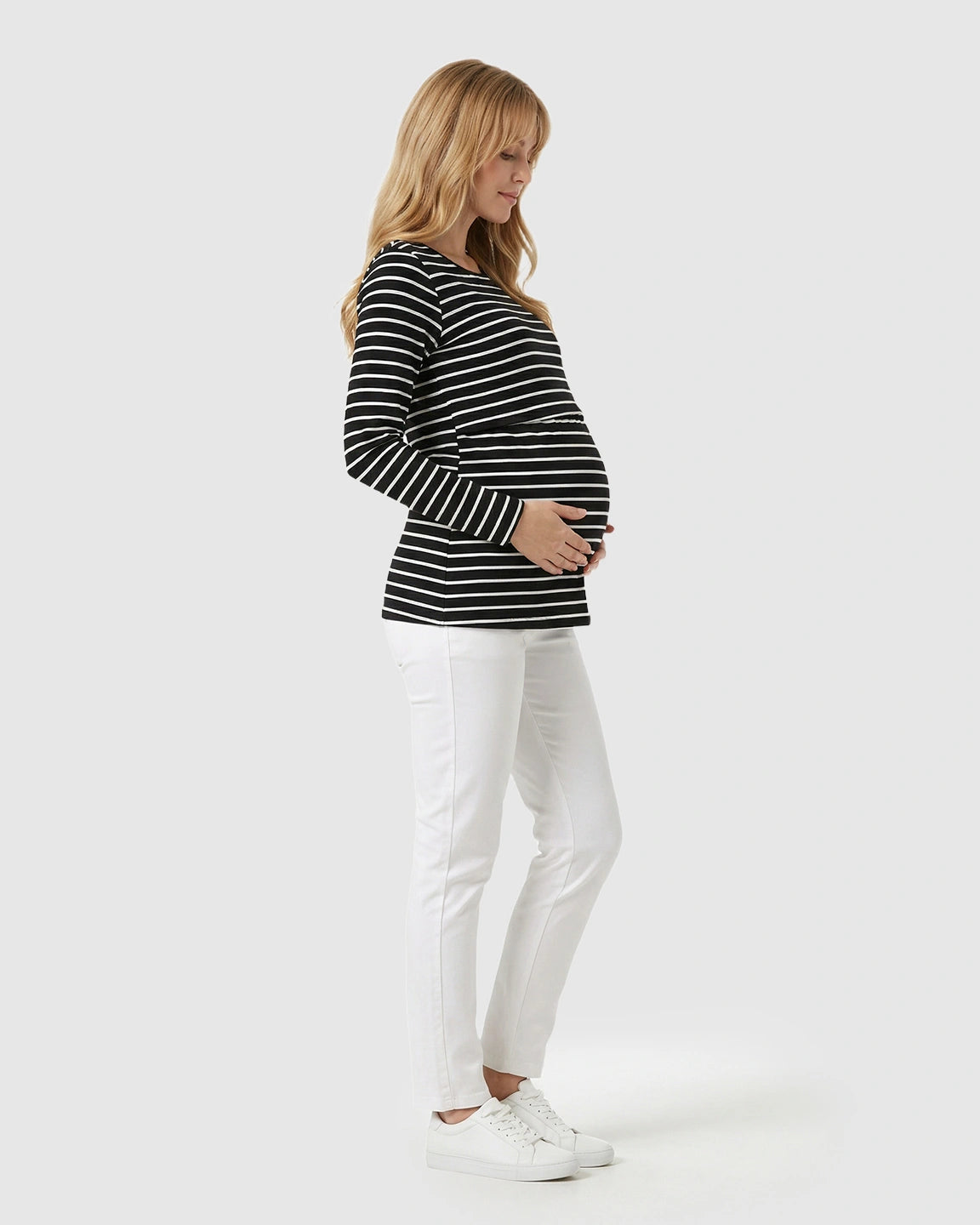 Striped Print Comfort Fit Maternity & Nursing Top