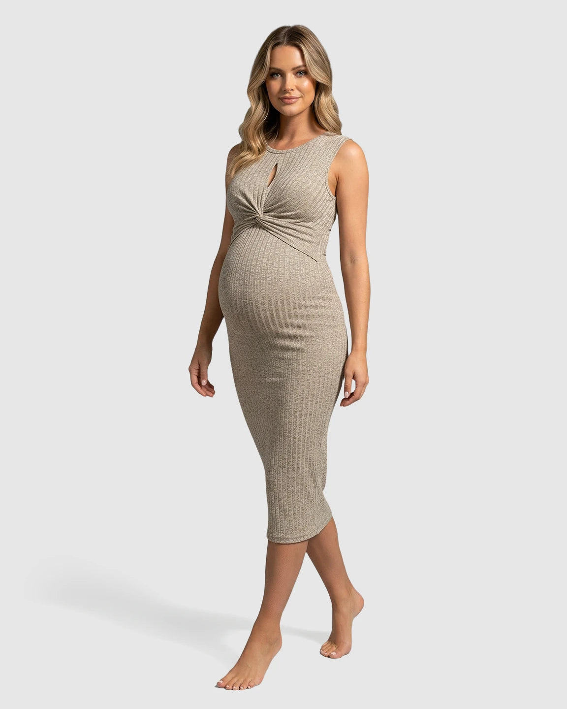Crisscross Chest Bodycon Maternity & Nursing Midi Dress