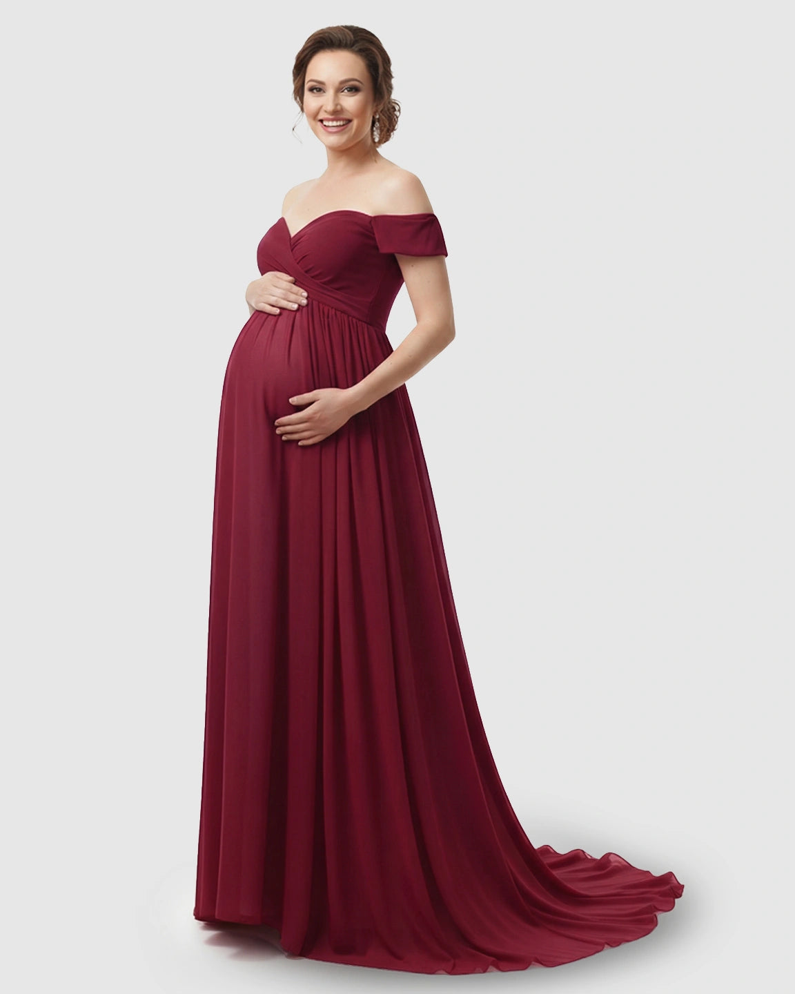 Off-Shoulder Dreamy Maternity Photography Gown