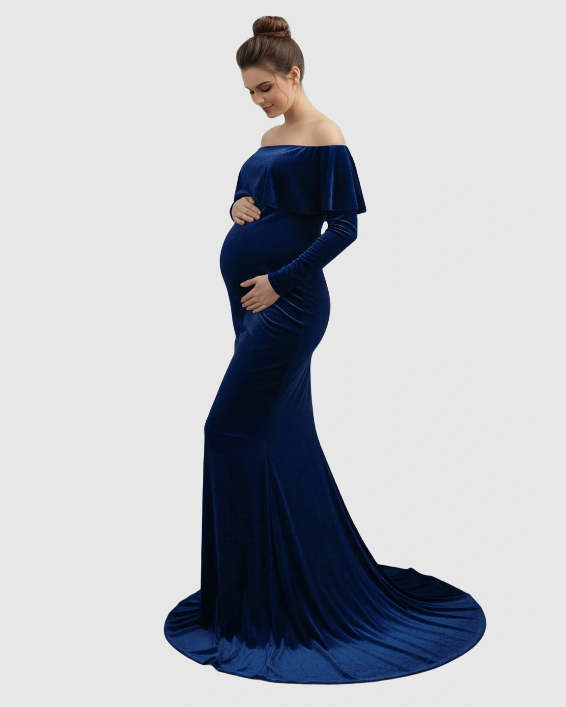 Off-Shoulder Fitted Maternity Photoshoot Dress