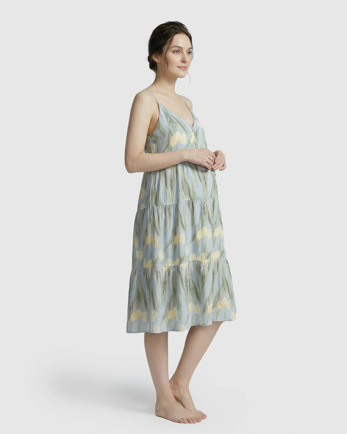 Green Floral Print Maternity Nightdress