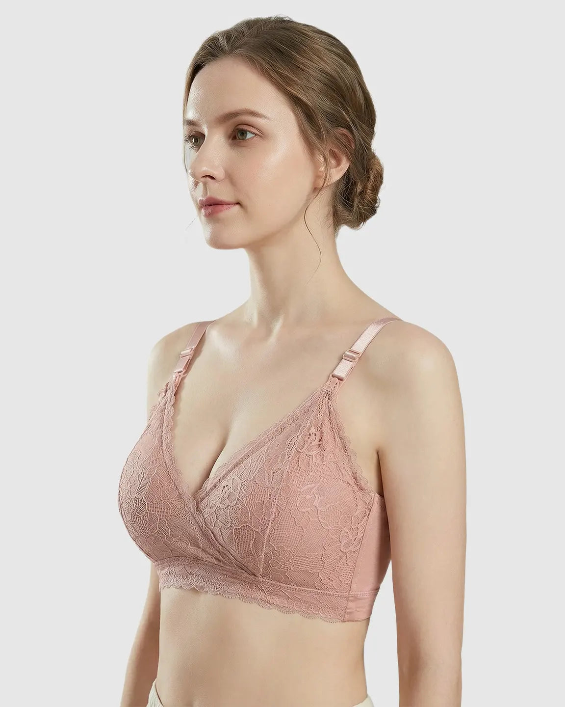 Wire-Free Embroidered Lace Nursing Bra