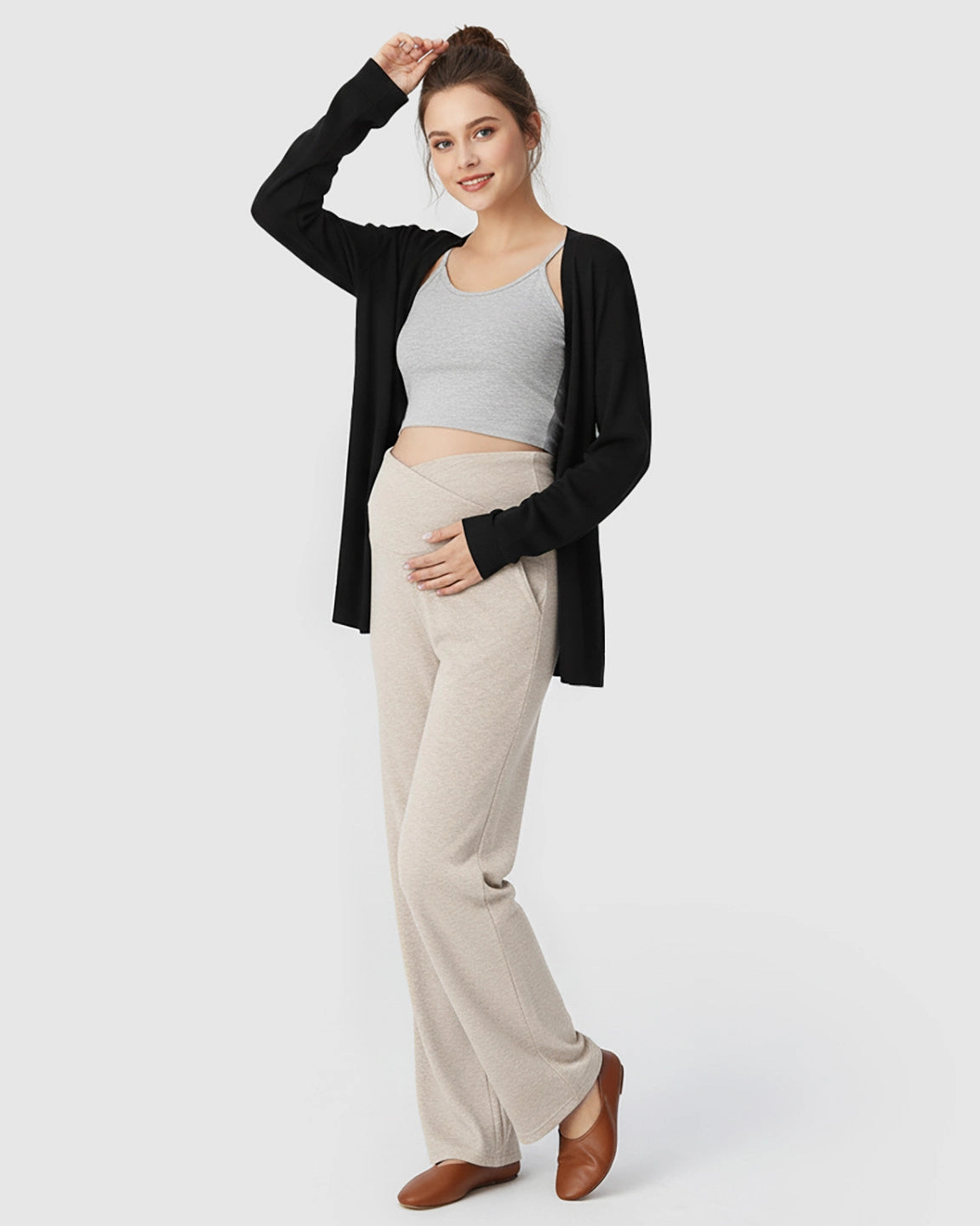 Crossover Waist Wide-Leg Maternity Lounge Pants