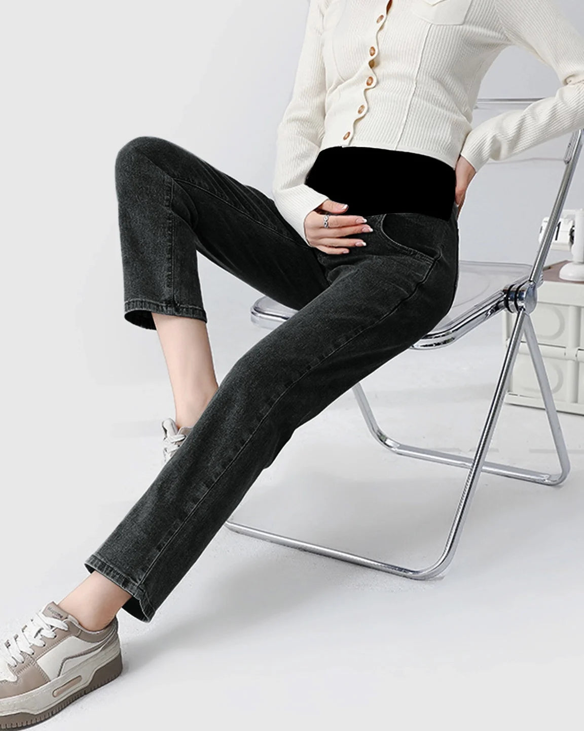 Stretch Denim Straight-Leg Maternity Jeans