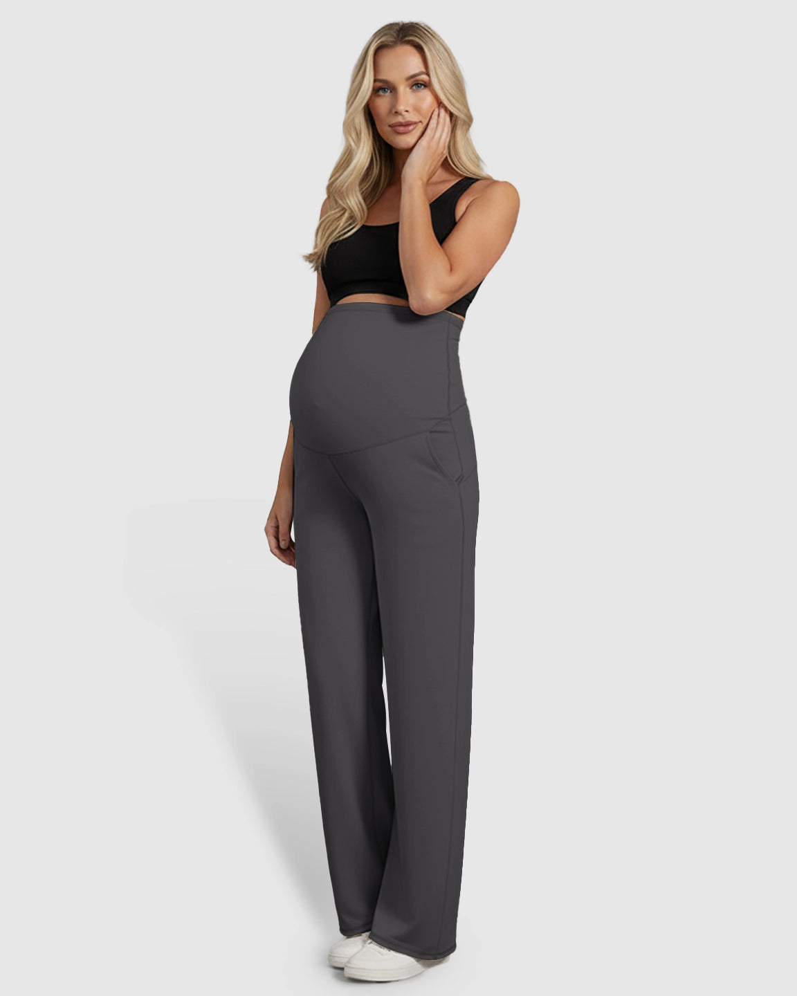 High-Waist Straight-Leg Maternity Pants